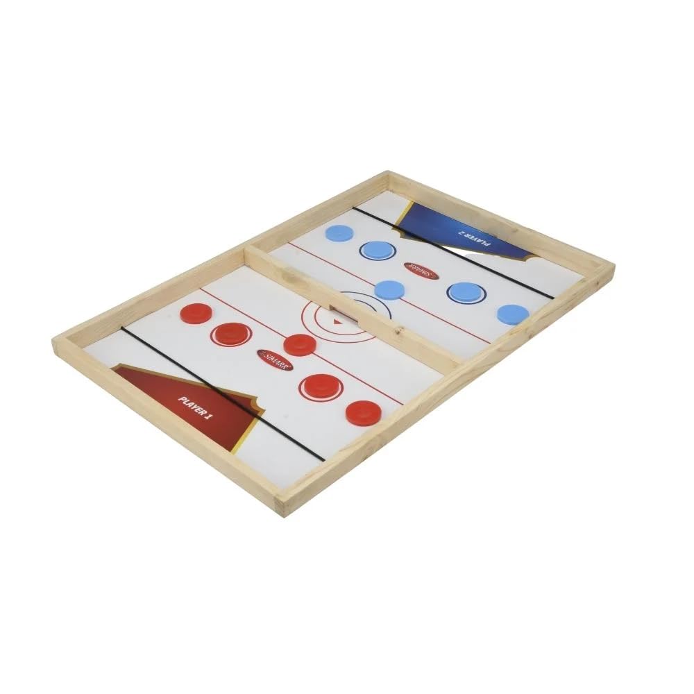 SIMARR 2-in-1 String Hockey Game with White Marker Board – Wooden Sling Puck Fast Hockey Board Game for Kids & Family | Indoor Tabletop Game