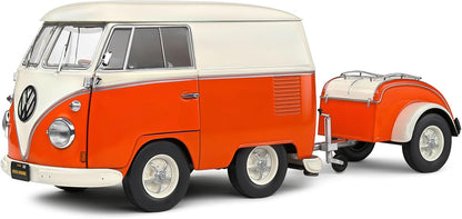 Solido 1:18 Scale Volkswagen T1 Kool Kombi with Trailer Die-Cast Model Van – Collectible Scale Vehicle