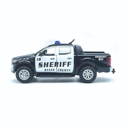 Centy Emergency Squad Sheriff Pull Back Police Pickup Truck Toy Car for Kids | Die-Cast Style Vehicle | Pull Back Action | Black & White | 3+ Years