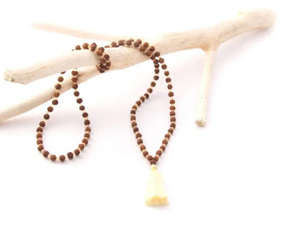 Maha Mala Citrine & Rudraksha 108 Beads Manifestation Mala – 6mm Rudraksha + 3.5mm Citrine | Handmade in India