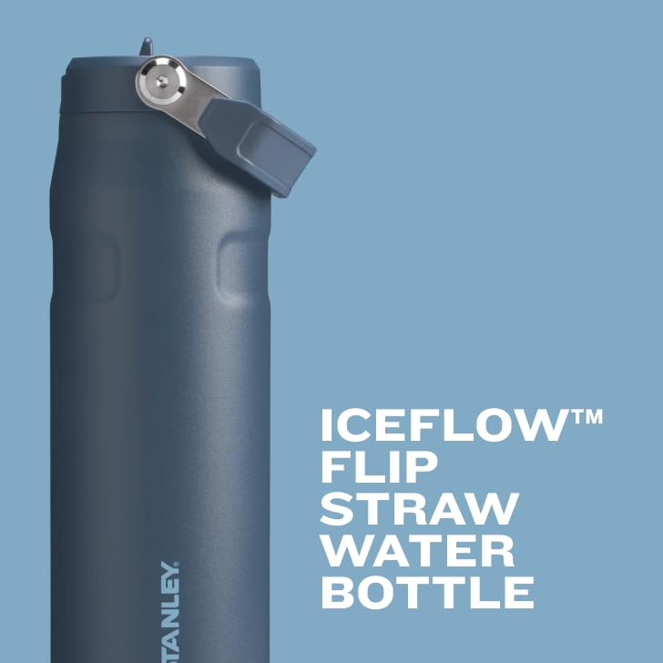 Stanley IceFlow Flip Straw Water Bottle 16oz (473ml) Vacuum Insulated Stainless Steel Bottle – Black