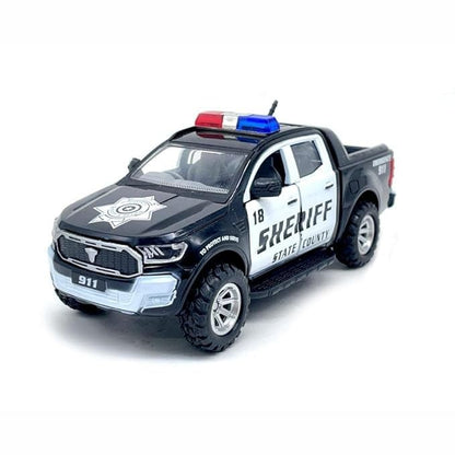 Centy Emergency Squad Sheriff Pull Back Police Pickup Truck Toy Car for Kids | Die-Cast Style Vehicle | Pull Back Action | Black & White | 3+ Years