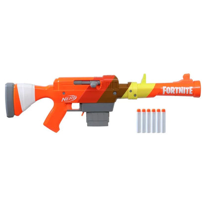 Nerf Fortnite HR Blaster, Ruff Wrap Design, 6-Dart Elite Clip, 6 Elite Darts, Rotating Bolt, Detachable Barrel, Multicolor