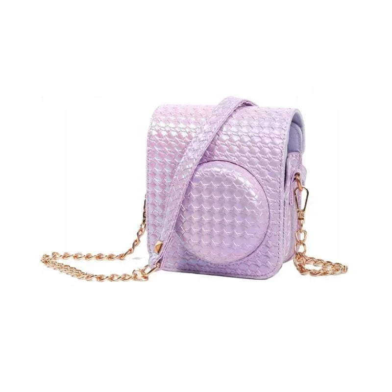 Iridescent PU Leather Case & Photo Album Set for Fujifilm Instax Mini 12 – Includes Carrying Case & 64 Sheets Photo Album (Lilac Purple) - Jaiman Toys