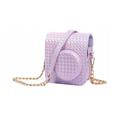 Iridescent PU Leather Case & Photo Album Set for Fujifilm Instax Mini 12 – Includes Carrying Case & 64 Sheets Photo Album (Lilac Purple) - Jaiman Toys