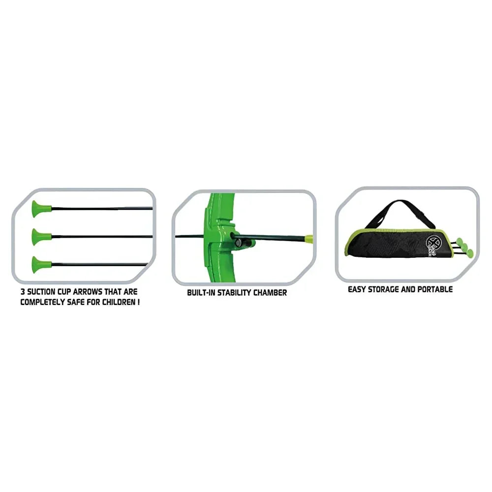 Innov8 Kids Archery Set with Target Stand, Adjustable Bow, 3 Arrows and Carry Bag, Green and Orange - Jaiman Toys