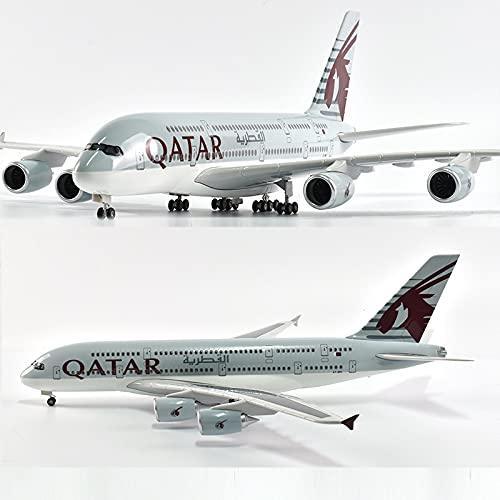 Qatar Airlines Airbus A380 LED Lit - Airplane 1/160 Plane Model Replica Toy Decor - 46 cm - Jaiman Toys