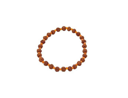 Maha Mala 6.5mm Rudraksha Bracelet with 3.5mm Gemstone Beads – Healing & Protection | Handmade in India