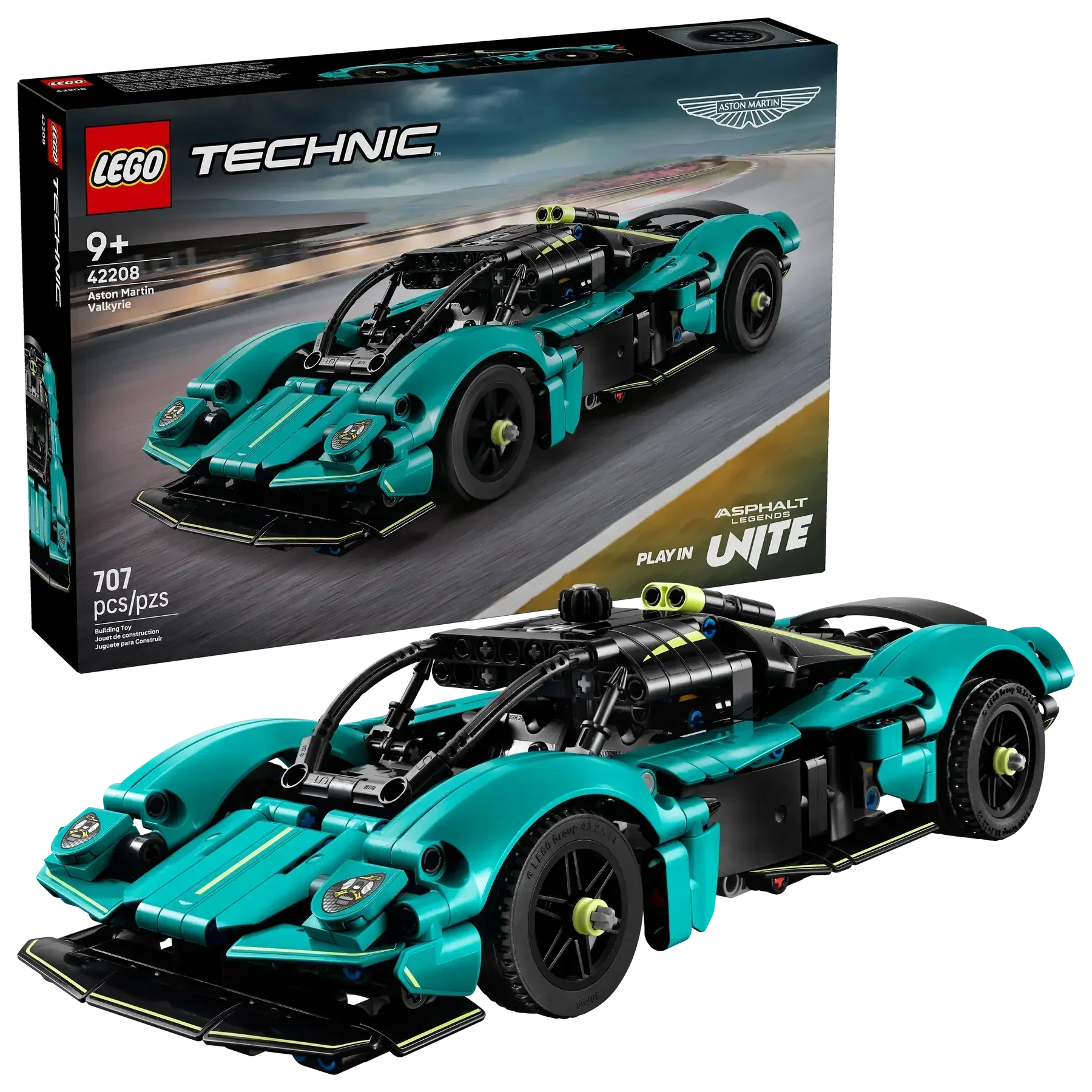 LEGO Technic 42208 Aston Martin Valkyrie  707Piece Teal Supercar Model with Gullwing Doors & V12 Engine (Ages 9+) - Jaiman Toys