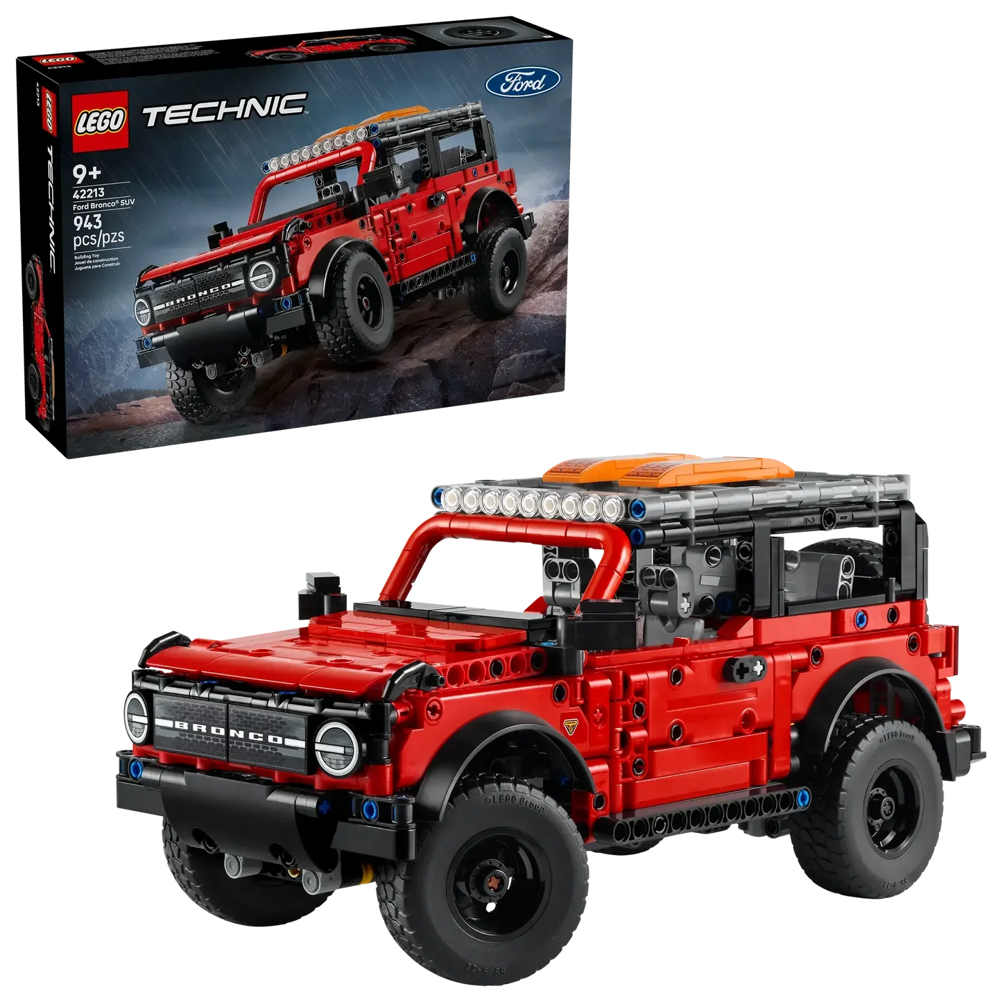LEGO Technic 42213 Ford Bronco SUV  943Piece OffRoad Model with V6 Engine, Steering Spare Wheel & Roof Rack (Ages 9+) - Jaiman Toys