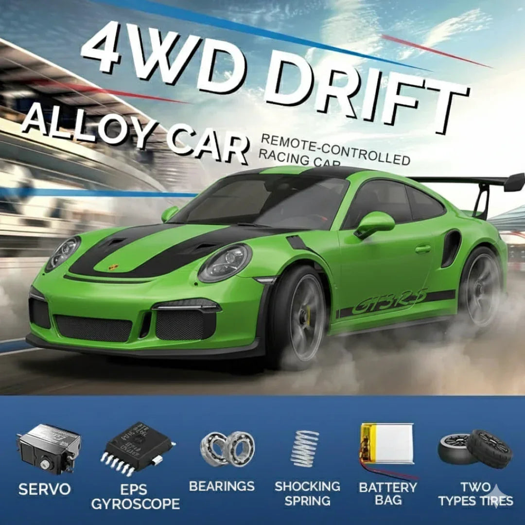 Hstar 1:43 RC Drift Car  2.4GHz 4WD Alloy 20 km/h High-Speed RC Racing Car with Gyro -(Green)