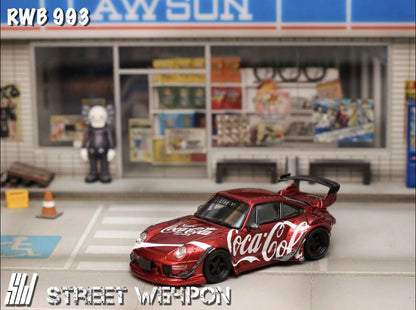 Street Weapon 1:64 Porsche 911 (993) RWB Coca-Cola Livery Die-Cast Model Car | Premium Widebody Collectible