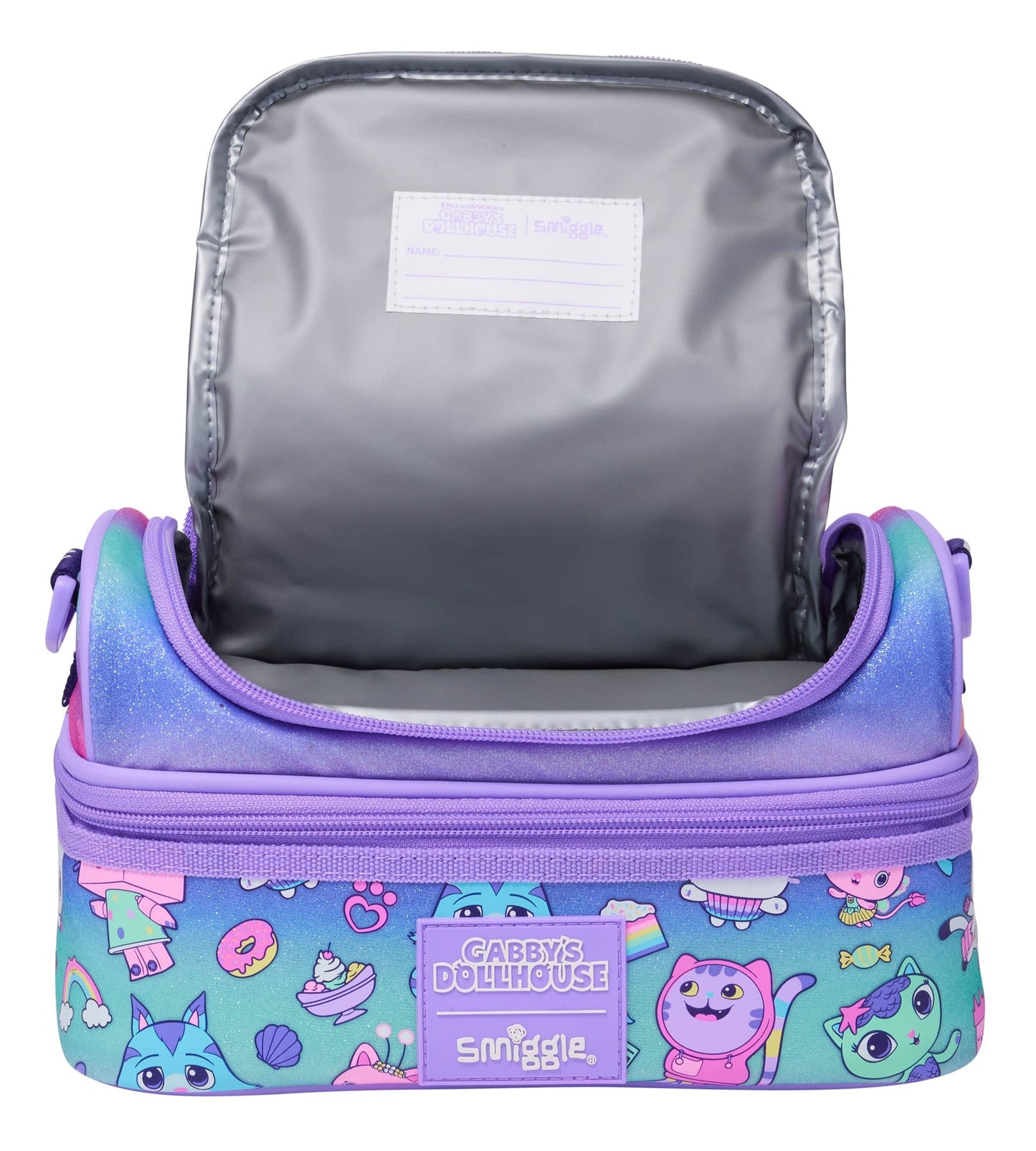 Smiggle Gabby's Dollhouse Insulated Lunch Bag with Adjustable Shoulder Strap – Purple