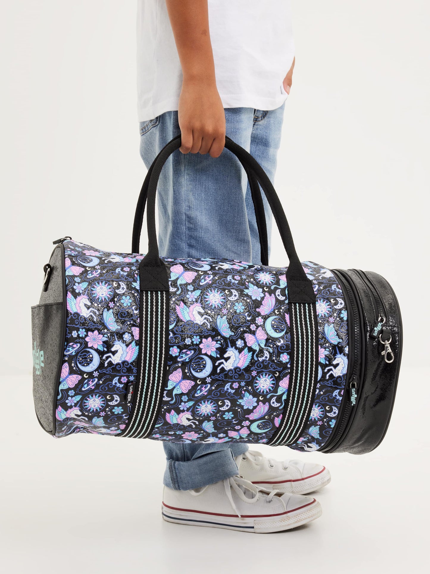 Smiggle Kids Travel Duffel Bag | Weekender Sports Bag with Adjustable Shoulder Strap, Large Capacity&  Cute Designs (44cm) (1 Assorted Bag)