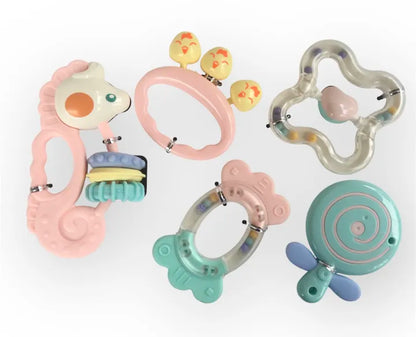 Huanger Baby Rattles Gift Set – Infant Sensory Rattle Toys for Newborns with Teether & Grasping Toys (0+ Months)