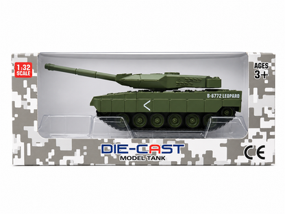 Die-Cast Army Tank Model 1:32 Scale – B-3772 Army Military Battle Tank Toy with Rotating Turret