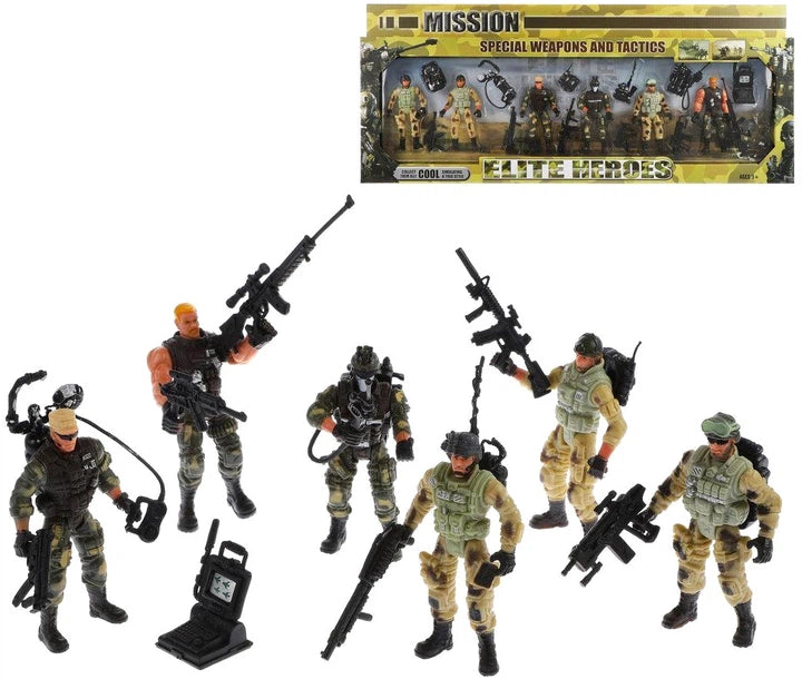 Elite Heroes S.W.A.T. Special Weapons & Tactics Action Figure Playset | 6 Military Police Commandos with Tactical Accessories | Mission Role Play Toy Set for Kids | Collectible Action Figures