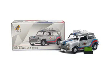 Tiny City 1:50 Mini Cooper Mk 1 Silver Diecast Model Car | MINI0023 Martini Edition Collectible