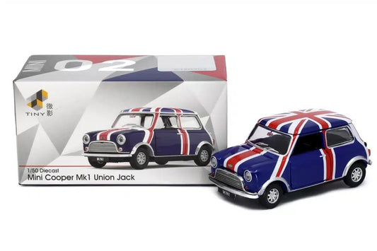 Tiny City Mini Cooper Mk 1 Union Jack 1:50 Scale Die-cast Model Car | British Classic Collectible