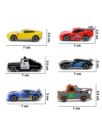 Disney Pixar Cars Die-Cast Toy Car Set (Pack of 6) | Metal Mini Racing Cars | Collectible Push & Go Vehicles | Kids Gift Set for Boys & Girls Ages 3+