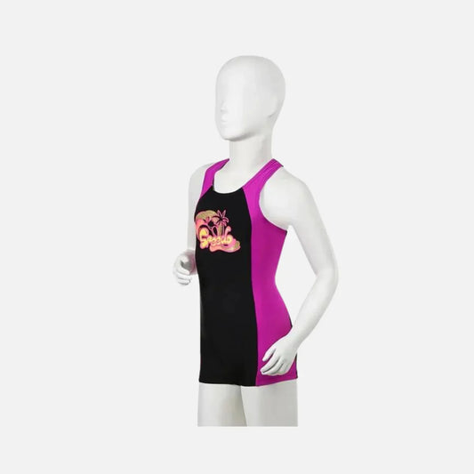 Speedo Girl's Cayla Legsuit Swimwear – Black & Diva, Size 32 | Comfortable & Durable Swimwear - Jaiman Toys