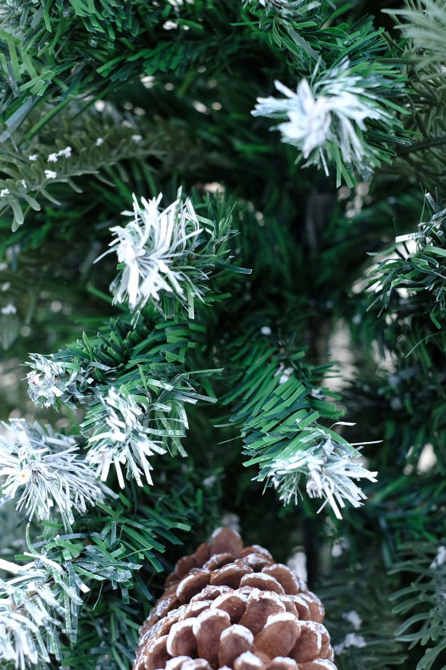 SWEN Balsam 4-Feet Christmas Tree with Light Frosting & Large Pine Cones | Premium Snow-Kissed Holiday Décor