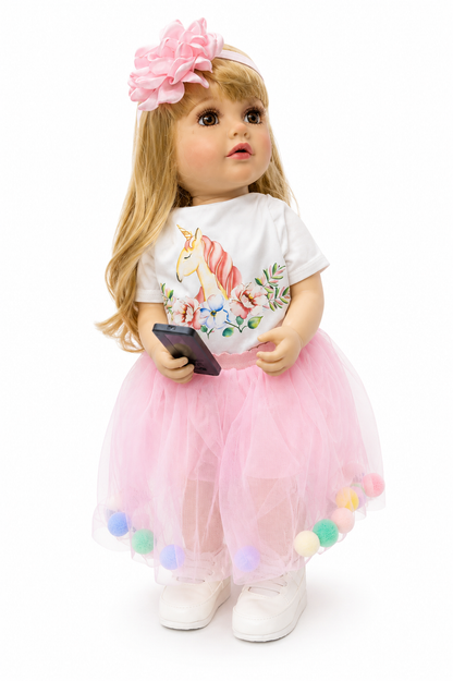 Interactive AI Baby Doll Luna Unicorn with Remote Control, Story Book, Shoes & Sound Features | Talking Doll with Songs, Stories & Learning Fun | Pink Dress | Gift for Kids 3+ Years