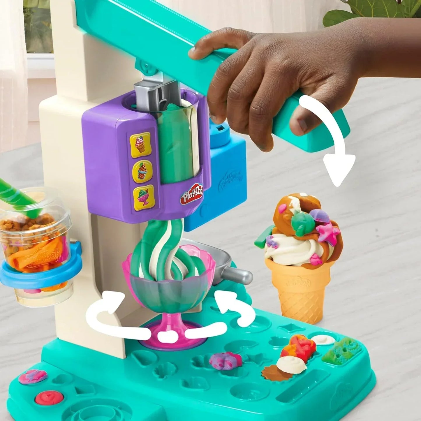 Play-Doh Rainbow Swirl Ice Cream Playset – Toy Ice Cream Maker with Cones, Toppings & Play-Doh Compound for Kids 3+ - Jaiman Toys