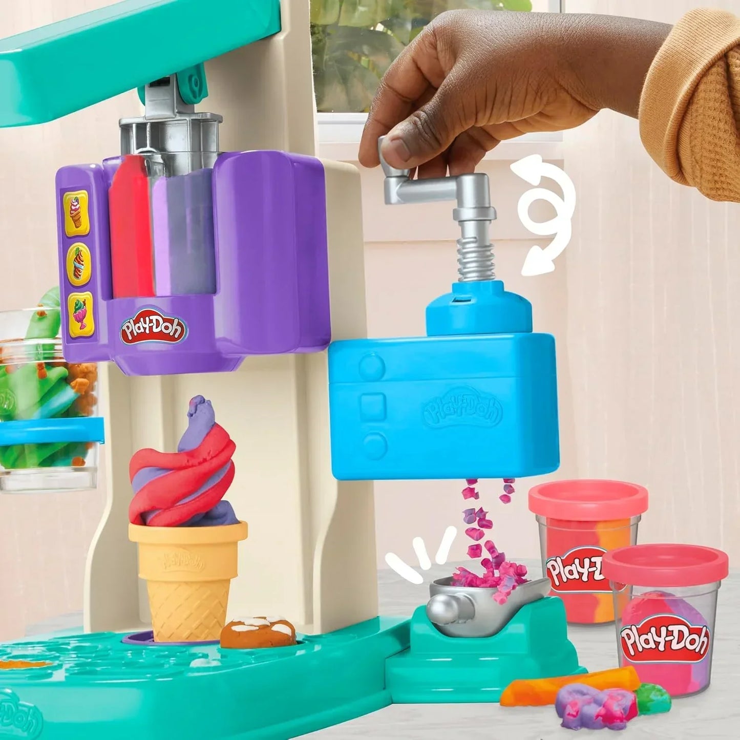 Play-Doh Rainbow Swirl Ice Cream Playset – Toy Ice Cream Maker with Cones, Toppings & Play-Doh Compound for Kids 3+ - Jaiman Toys