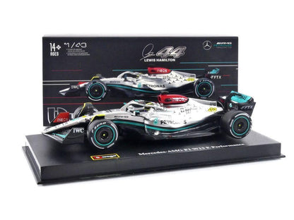Bburago 1:43 Mercedes W13 #63 George Russell 2022 – Diecast F1 Model (Silver) - Jaiman Toys