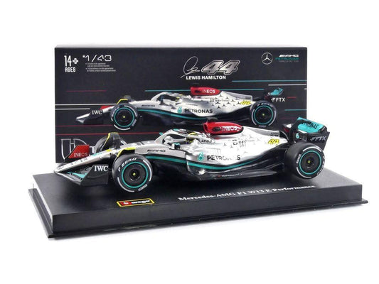 Bburago 1:43 Mercedes W13 #63 George Russell 2022 – Diecast F1 Model (Silver) - Jaiman Toys