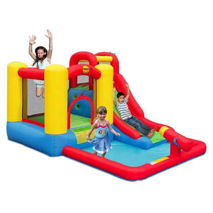 Happy Hop Amusement Park Inflatable Water Park with Slides & Splash Pool | Wet & Dry Inflatable Play Park | Kids Outdoor Water Fun | Ages 3+
