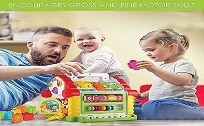 HOLA House Party Educational Toys, Baby House with Shape Sorters, Musical Piano Keys, Counting Math Beads ,Blocks Activity Cube ,Play Cube for Kids - 739 - Jaiman Toys