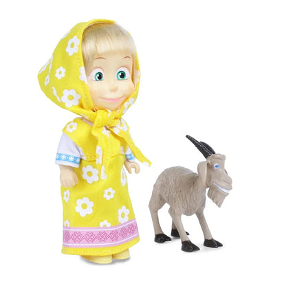Masha and the Bear 12 Cm Toy Doll | Famous Cartoon | Ideal Gift Set for Girls Kids (Masha with Animal - Goat) - Jaiman Toys