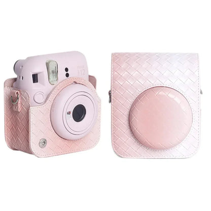 Fujifilms Instax Mini 12 Instant Camera PU Leather Case! Rain Proof Soft Camera Protective Case with Shoulder Strap - Blossom Pink - Jaiman Toys