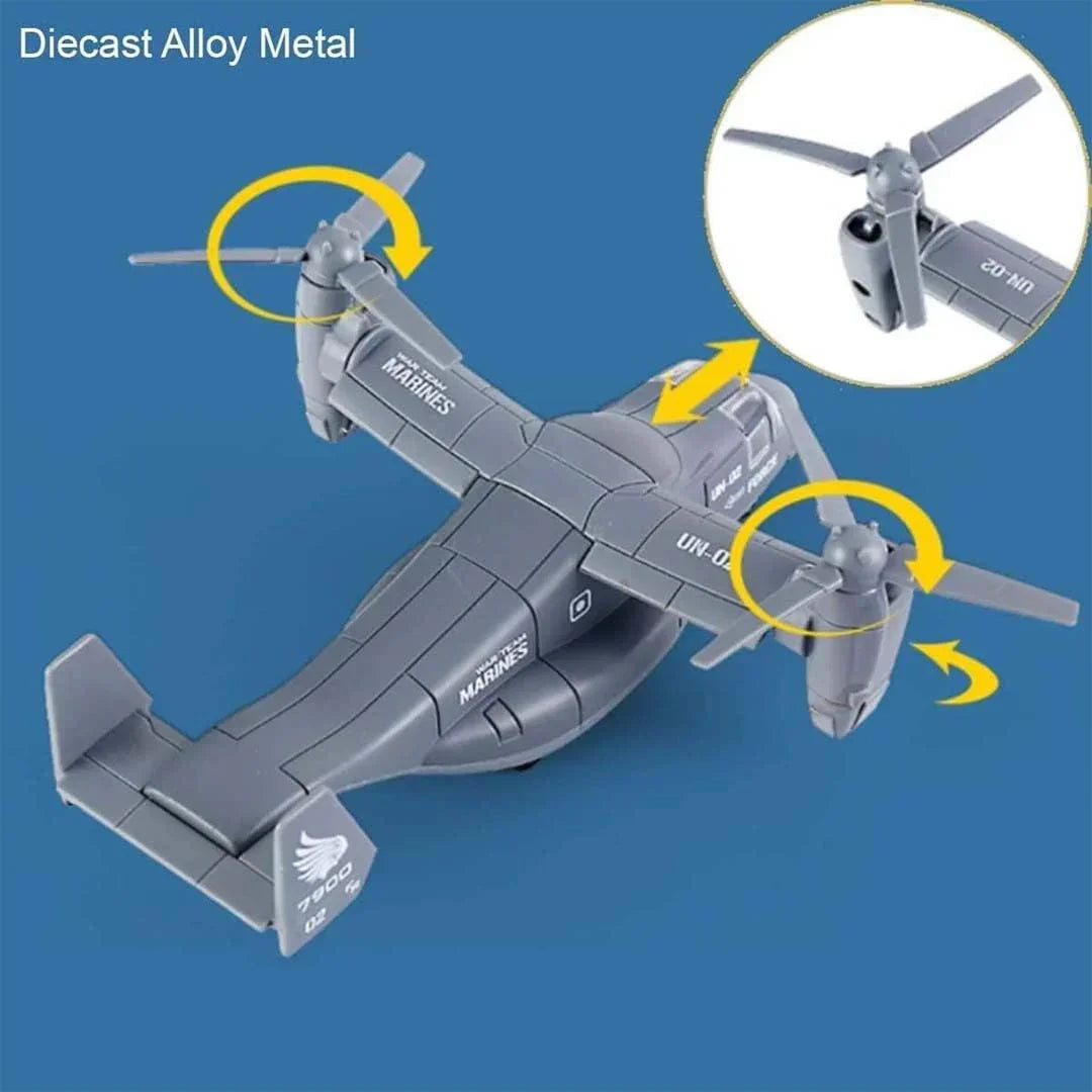 MetalHot Diecast Fighter helicopter Pull-Back Action with Light & Sound - 1:400 Scale (Blue) - Jaiman Toys