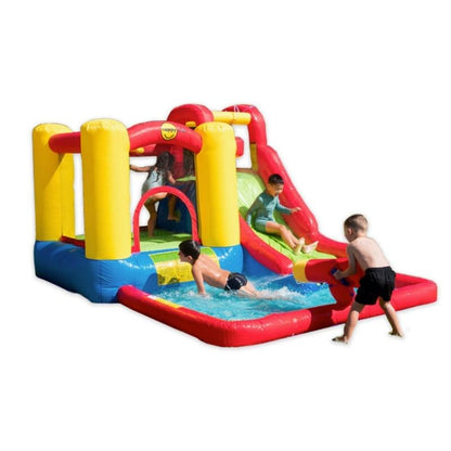 Happy Hop Amusement Park Inflatable Water Park with Slides & Splash Pool | Wet & Dry Inflatable Play Park | Kids Outdoor Water Fun | Ages 3+