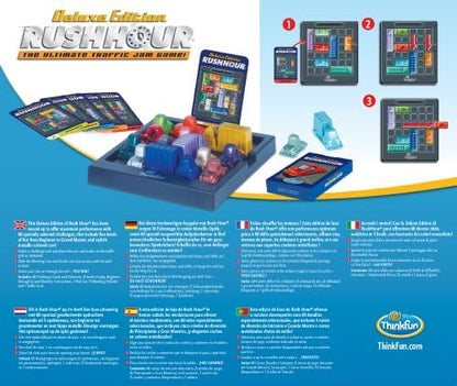 ThinkFun Rush Hour Deluxe Edition Logic Puzzle Game | Award-Winning Traffic Jam Brain Teaser with 60 Challenges | STEM Learning, Critical Thinking & Problem Solving Board Game for Kids Age 8+ & Adults | Single Player