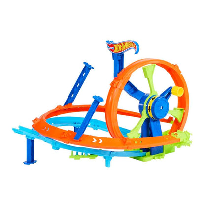 Hot Wheels Toy Car Track Set, Launch and Loop Playset & 1:64 Scale Die-Cast Vehicle, Crash Area on Figure 8 Track with Loop-Kicker Booster