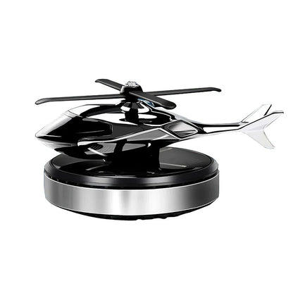 Solar Car Air Freshener – Creative Helicopter Design Aromatherapy Perfume Diffuser for Car Dashboard (Silver)
