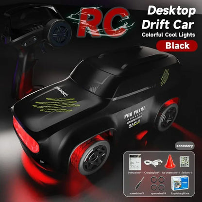 Mini 4WD Q197 1:64 Scale LED Drift RC Car – 2.4GHz Remote Control, Type-C Fast Charge, Adjustable Drift Modes (Blue)