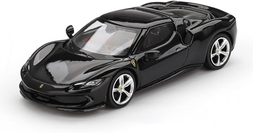 BBR Models 1:64 Ferrari 296 GTB Nero Daytona Limited Edition Die-Cast Model Car – Premium Black Sports Car Collectible