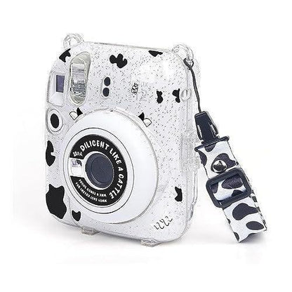 Fujifilm Instax Clear Storage Case for Instax Mini 12 Camera Case Transparent with Shoulder Strap and Camera Sticker with Photo Pocket for Store 10 Photos- Clay White - Jaiman Toys