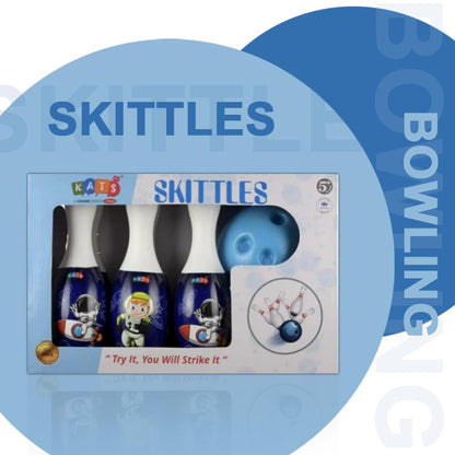 KATS  Skittles 6-Pin Bowling Game Set for Kids – Indoor & Outdoor Bowling Toy with Ball | Large Bowling Pins | Age 5+