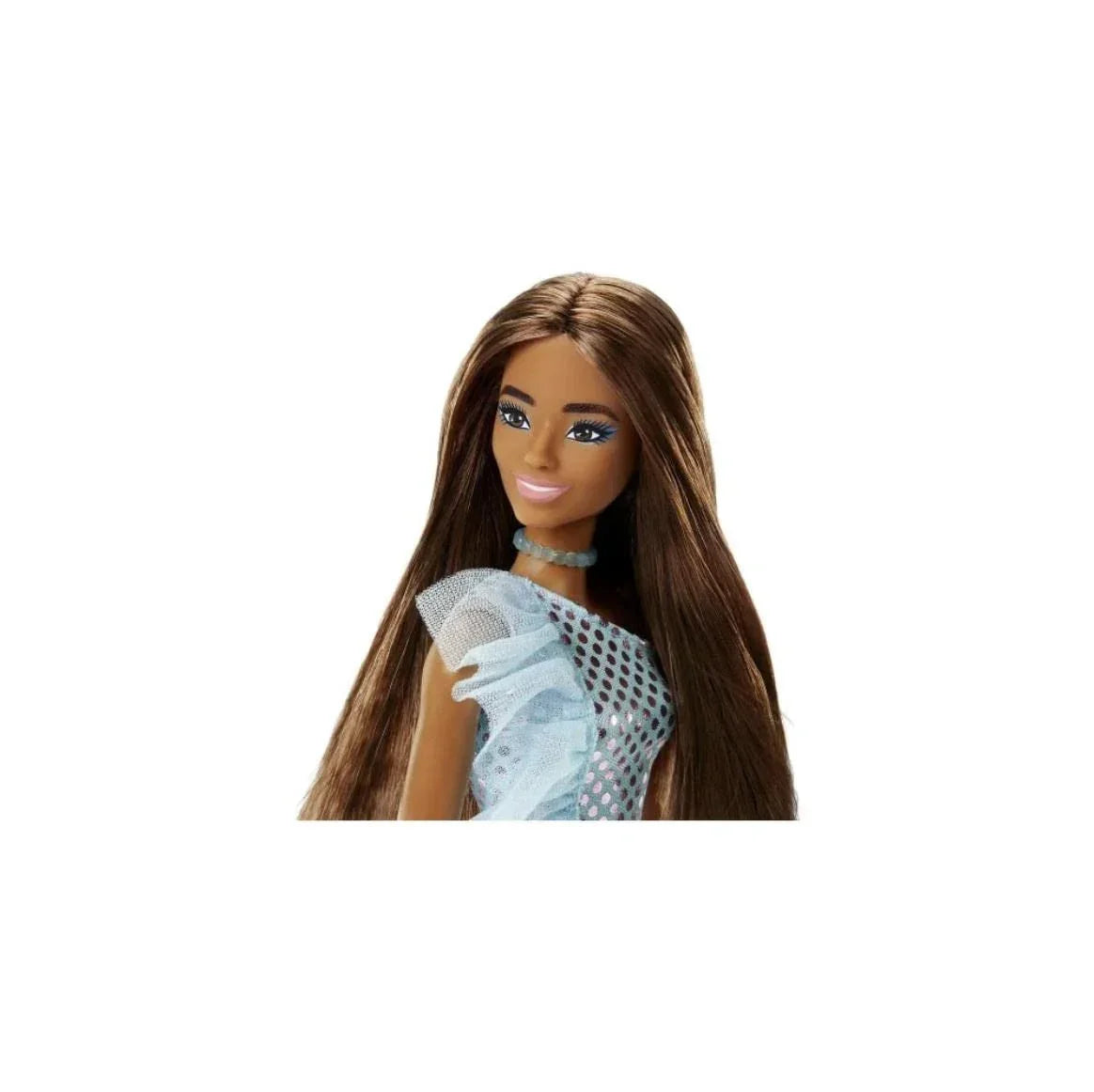 Barbie® Doll, Kids Toys, Brunette in Teal Metallic Dress, Trendy Clothes and Accessories, Gifts for Kids - Jaiman Toys