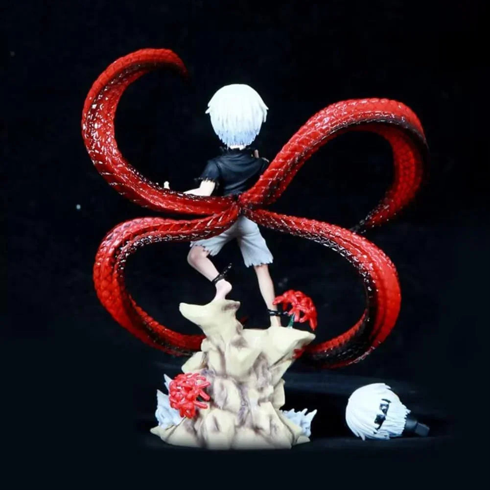 Ken Kaneki Tokyo Ghoul Anime Ultimate Action Figure – 18cm PVC Statue with Red Kagune & Interchangeable Head HW - Jaiman Toys
