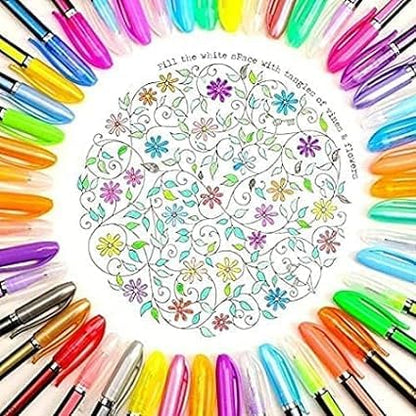48 Color Gel Pen Set – Neon, Metallic & Glitter Flash Pens for Drawing, Coloring & Art Crafts