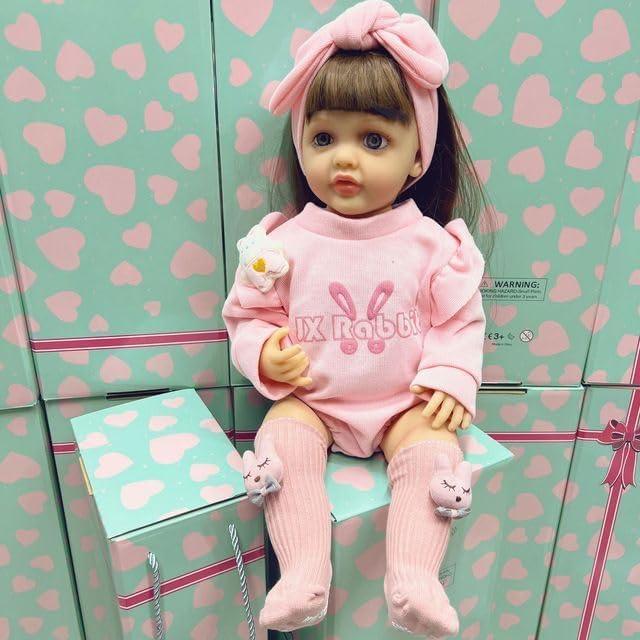 Lifelike Reborn Baby Girl Doll – Toddler with Realistic Sound & Brown Hair
