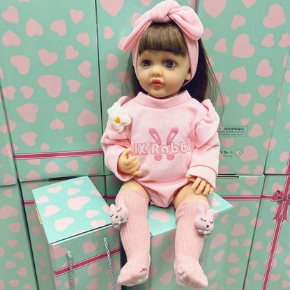 Lifelike Reborn Baby Girl Doll – Toddler with Realistic Sound & Brown Hair