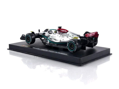 Bburago 1:43 Mercedes W13 #63 George Russell 2022 – Diecast F1 Model (Silver) - Jaiman Toys